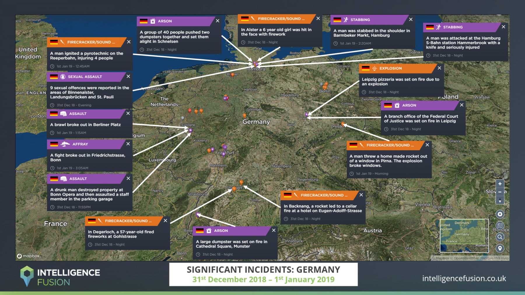 Crime and incidents reported across Germany on New Year's Eve 2018/19